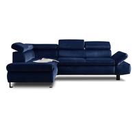 Lisa Design Nairobi - Canapé d'angle Convertible - en Velours - 5 Places - avec têtières - Gauche