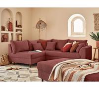 Lisa Design - Canapé d'angle Convertible - Angle Gauche - Rune en Velours Côtelé - Canapé Lit - Sofa Terracotta 4 Places - Salon