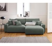 Lisa Design - Canapé d'angle Convertible avec Coffre Réversible Pivoine en Velours - Canapé Lit - Sofa Vert 4 Places - Angle Droit - ou Gauche - Salon