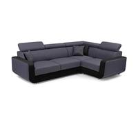 Lisa Design - Canapé d'angle Convertible Dustin en Tissu Et Simili - Canapé Lit - Sofa Noir/Gris 5 Places - Salon