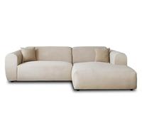 Lisa design – Canapé d'angle droit 4 places Aumance – en velours côtelé – Beige