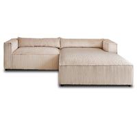Ela - canapé d'angle droit - 4 places - en velours côtelé grosses côtes - Beige