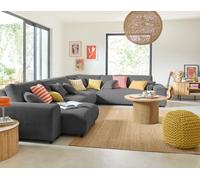 Garance - canapé modulable d'angle droit - 8 places - en velours côtelé - Gris foncé