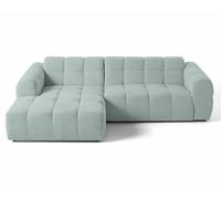 Lisa Design – Canapé d'angle gauche Ray – 4 places en tissu texturé Bleu