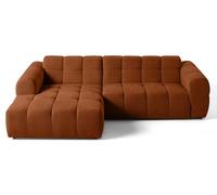 Lisa Design - Canapé d'angle Gauche - Ray en Tissu Texturé - Sofa Terracotta 4 Places - Salon