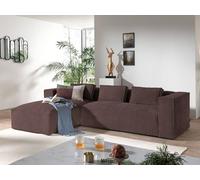 Lisa Design - Canapé d'angle Gauche - Stella en Velours Côtelé - Sofa Marron 4 Places - Salon