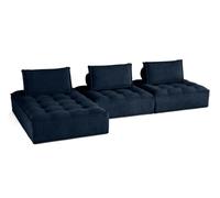 Marisol - canapé d'angle modulable 4 places - velours texturé - Bleu Bleu