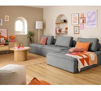 Marisol - canapé d'angle modulable 4 places - velours texturé - Gris