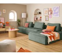 Marisol - canapé d'angle modulable 4 places - velours texturé - Vert