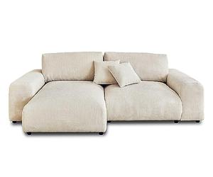 Lisa Design - Canapé d'angle Réversible Garance en Velours Côtelé - Sofa Beige 4 Places - Angle Droit - ou Gauche - Salon