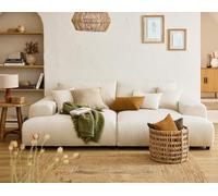 Lisa Design - Canapé Double Méridienne Garance en Velours Côtelé - Sofa Beige 3 Places - Salon