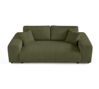 Lisa Design - Canapé Garance en Velours Côtelé - Sofa Vert 3 Places - Salon