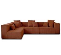 Lisa Design - Canapé Modulable d'angle Gauche - Colombine en Velours Côtelé - Sofa Terracotta 5 Places - Salon