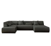 Lisa Design - Canapé Modulable d'angle Gauche - Onyx en Tissu - Sofa Gris Foncé 7 Places - Salon