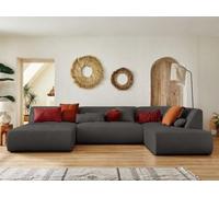 Lisa Design - Canapé Panoramique d'angle Droit - Onyx en Tissu - Grand Sofa XXL Gris Foncé 7 Places - Salon