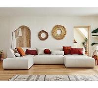 Lisa Design - Canapé Panoramique d'angle Gauche - Onyx en Tissu - Grand Sofa XXL Beige 7 Places - Salon