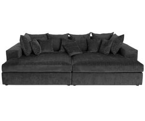 Lisa Design - Collins - canapé Droit 4 Places avec Double méridienne - Assise Profonde - en Velours texturé, Gris