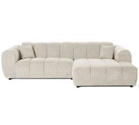 Lisa Design - Curtis - canapé d'angle Droit 4 Places en Tissu texturé, Beige