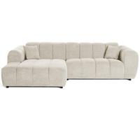 Lisa Design - Curtis - canapé d'angle Gauche 4 Places en Tissu texturé, Beige