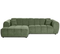 Lisa Design - Curtis - canapé d'angle Gauche 4 Places en Tissu texturé, Vert