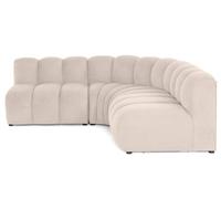 Lisa Design - Debbie - canapé modulable d'angle réversible 4 Places en Tissu texturé, Beige