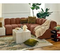 Lisa Design - Debbie - canapé modulable d'angle réversible 4 Places sans accoudoirs en Tissu texturé, Terracotta