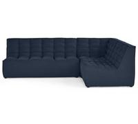 Ellie - canapé modulable d'angle réversible 4 places en velours texturé - Bleu marine Bleu marine G