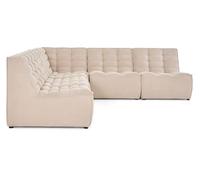 Ellie - canapé modulable d'angle réversible 5 places en velours texturé - Beige Beige