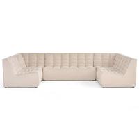 Lisa Design - Ellie - canapé modulable panoramique 7 Places en Velours texturé, Beige