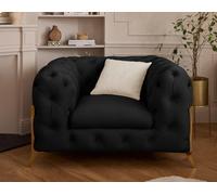 Lisa Design - Fauteuil Camden en Velours Noir - Salon Chesterfield