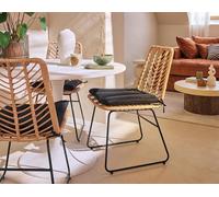Lisa Design - Forenza - Lot de 4 chaises - Effet rotin - Coloris Bois et Noir, Noir/Bois