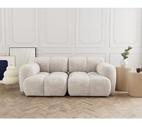 Grace - canapé modulable 2 places en velours texturé - Beige