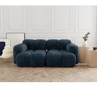 Lisa Design - Grace - canapé modulable 2 Places en Velours texturé, Bleu