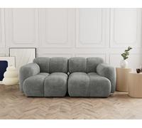 Lisa Design - Grace - canapé modulable 2 Places en Velours texturé, Gris