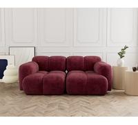 Lisa Design - Grace - canapé modulable 2 Places en Velours texturé, Prune