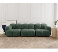 Lisa Design - Grace - canapé modulable 3 Places en Velours texturé, Vert