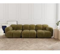 Lisa Design - Grace - canapé modulable 3 Places en Velours texturé, Vert Olive