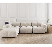 Grace - canapé modulable d'angle réversible 4 places en velours texturé - Beige