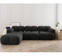 Lisa Design - Grace - canapé modulable d'angle réversible 4 Places en Velours texturé, Gris Anthracite