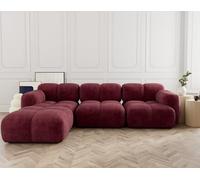 Lisa Design - Grace - canapé modulable d'angle réversible 4 Places en Velours texturé, Prune