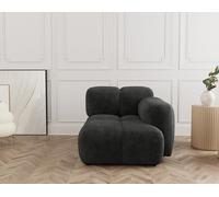 Lisa Design - Grace - Module d'assise Droit en Velours texturé, Gris Anthracite