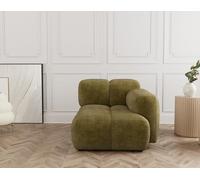 Lisa Design - Grace - Module d'assise Droit en Velours texturé, Vert Olive