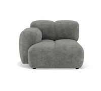 Lisa Design - Grace - Module d'assise Gauche en Velours texturé, Gris