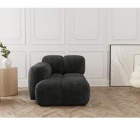 Lisa Design - Grace - Module d'assise Gauche en Velours texturé, Gris Anthracite