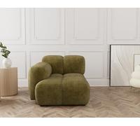 Lisa Design - Grace - Module d'assise Gauche en Velours texturé, Vert Olive