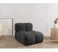 Lisa Design - Grace - Module d'assise sans accoudoir en Velours texturé, Gris Anthracite