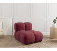 Lisa Design - Grace - Module d'assise sans accoudoir en Velours texturé, Prune