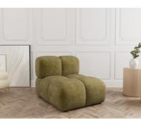 Lisa Design - Grace - Module d'assise sans accoudoir en Velours texturé, Vert Olive