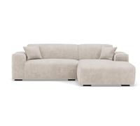 Lisa Design - Lison - Canapé d'angle Droit 4 Places en Velours texturé, Beige