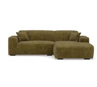 Lisa Design - Lison - Canapé d'angle Droit 4 Places en Velours texturé, Vert Kaki